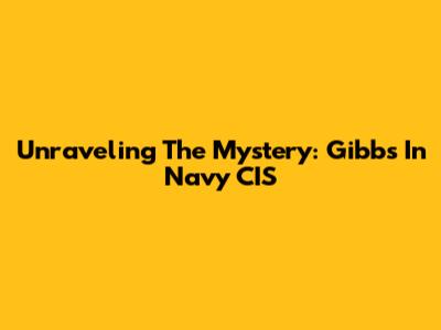 Unraveling The Mystery: Gibbs In Navy CIS