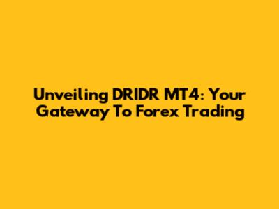 Unveiling DRIDR MT4: Your Gateway To Forex Trading