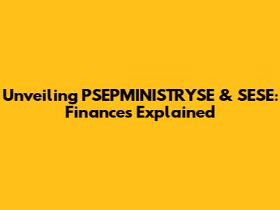 Unveiling PSEPMINISTRYSE & SESE: Finances Explained