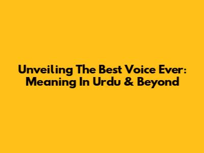Unveiling The Best Voice Ever: Meaning In Urdu & Beyond