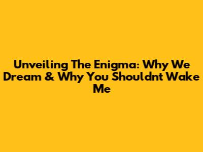 Unveiling The Enigma: Why We Dream & Why You Shouldn't Wake Me