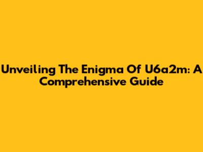 Unveiling The Enigma Of U6a2m: A Comprehensive Guide