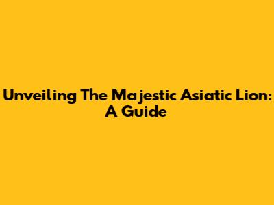 Unveiling The Majestic Asiatic Lion: A Guide