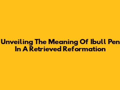 Unveiling The Meaning Of "Ibull Pen" In "A Retrieved Reformation"