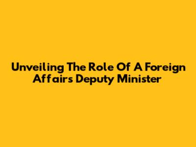 Unveiling The Role Of A Foreign Affairs Deputy Minister
