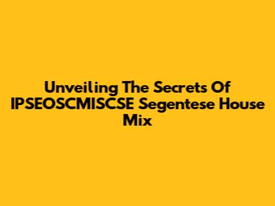 Unveiling The Secrets Of IPSEOSCMISCSE Segentese House Mix