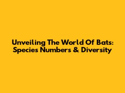 Unveiling The World Of Bats: Species Numbers & Diversity