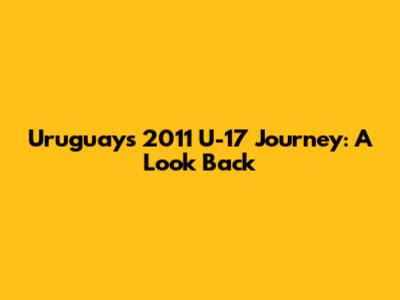Uruguay's 2011 U-17 Journey: A Look Back