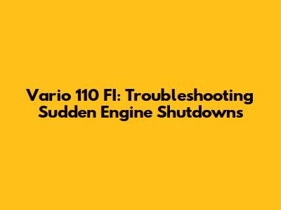 Vario 110 FI: Troubleshooting Sudden Engine Shutdowns