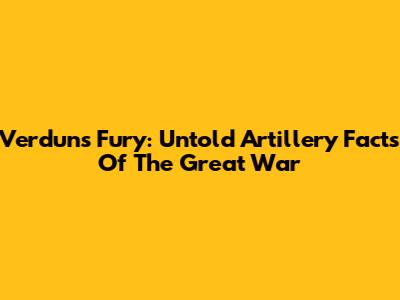 Verdun's Fury: Untold Artillery Facts Of The Great War