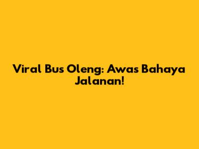 Viral Bus Oleng: Awas Bahaya Jalanan!