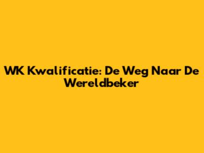 WK Kwalificatie: De Weg Naar De Wereldbeker