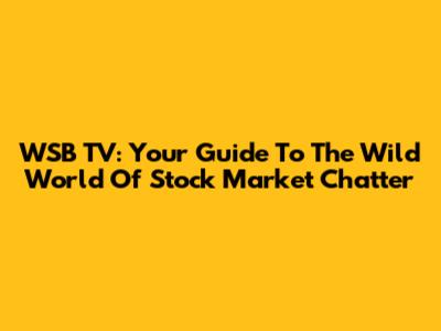 WSB TV: Your Guide To The Wild World Of Stock Market Chatter
