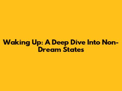 Waking Up: A Deep Dive Into Non-Dream States