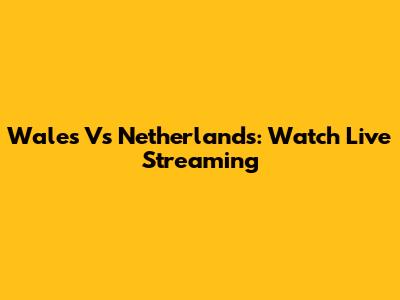 Wales Vs Netherlands: Watch Live Streaming