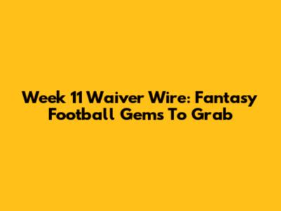 Week 11 Waiver Wire: Fantasy Football Gems To Grab