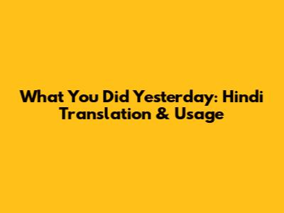 What You Did Yesterday: Hindi Translation & Usage