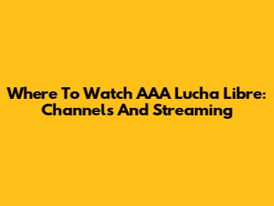 Where To Watch AAA Lucha Libre: Channels And Streaming