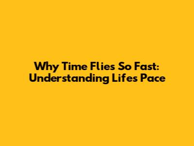 Why Time Flies So Fast: Understanding Life's Pace