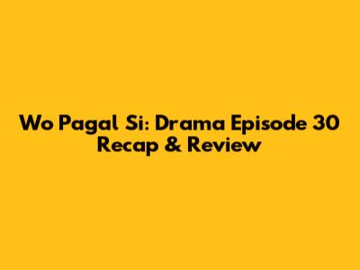Wo Pagal Si: Drama Episode 30 Recap & Review