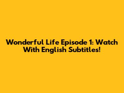 Wonderful Life Episode 1: Watch With English Subtitles!