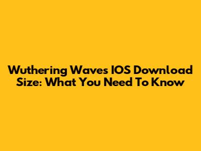 Wuthering Waves IOS Download Size: What You Need To Know