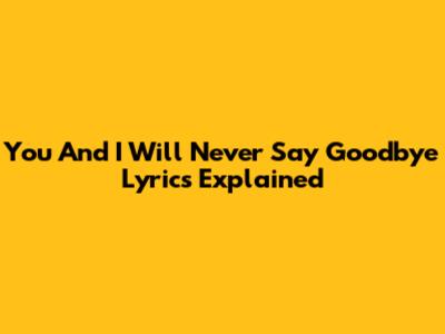You And I Will Never Say Goodbye Lyrics Explained