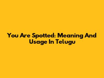 You Are Spotted: Meaning And Usage In Telugu