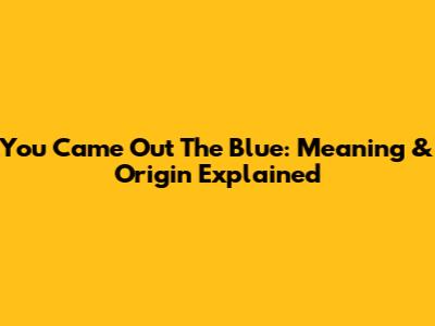 You Came Out The Blue: Meaning & Origin Explained