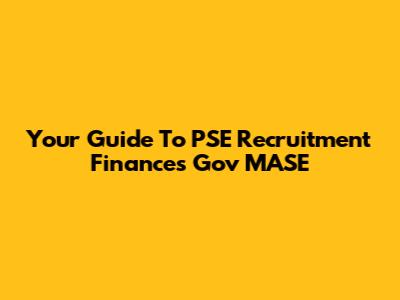 Your Guide To PSE Recruitment Finances Gov MASE