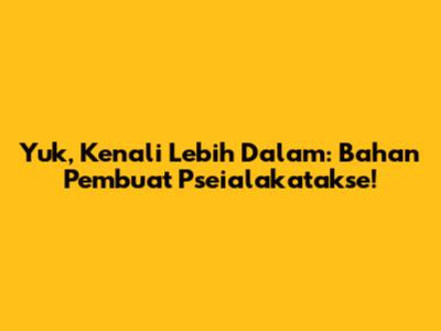 Yuk, Kenali Lebih Dalam: Bahan Pembuat Pseialakatakse!